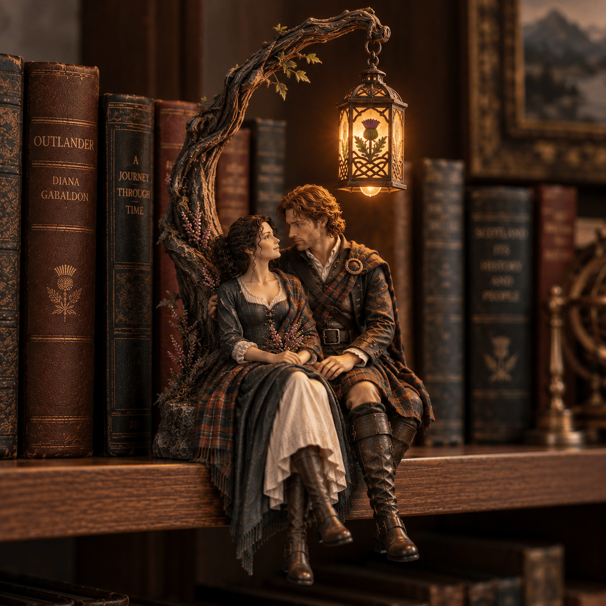 Premium OLD Bookshelf Figurines Lamp NTNA