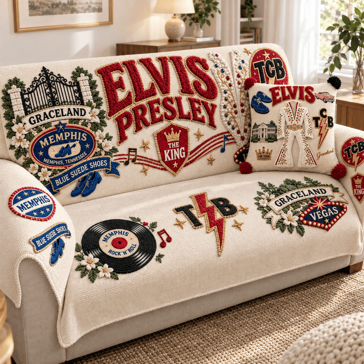 ELV Tufted Sofa Cover & Pillow Set HTTT