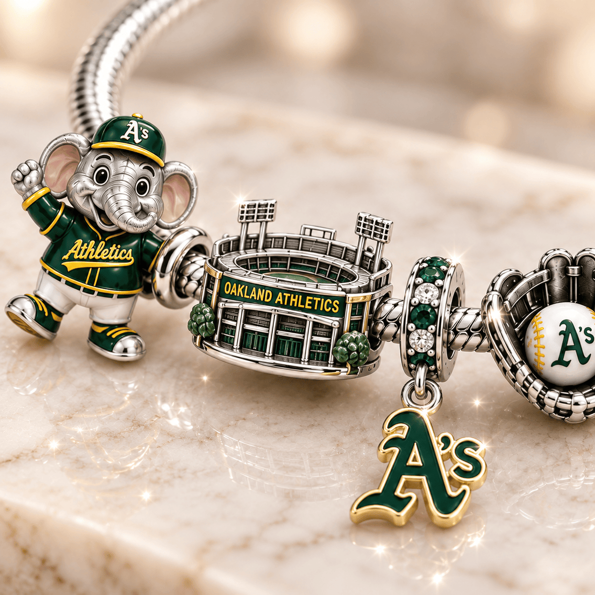 OKAA Silver Charm Bracelet Set BMD