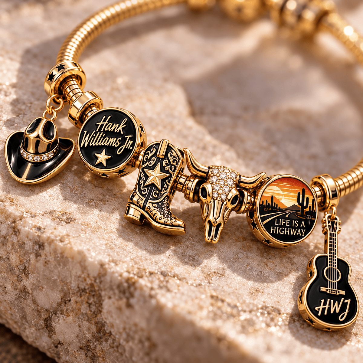 HWLJ Gold Charm Bracelet Set PTT