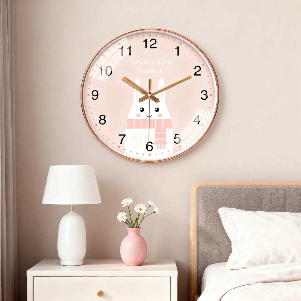 Cartoon Wall Clock Cute Animal Design Silent Quartz Movement Children's Study Rooms Bedroom Interior Decoration 8 10 12 Inch